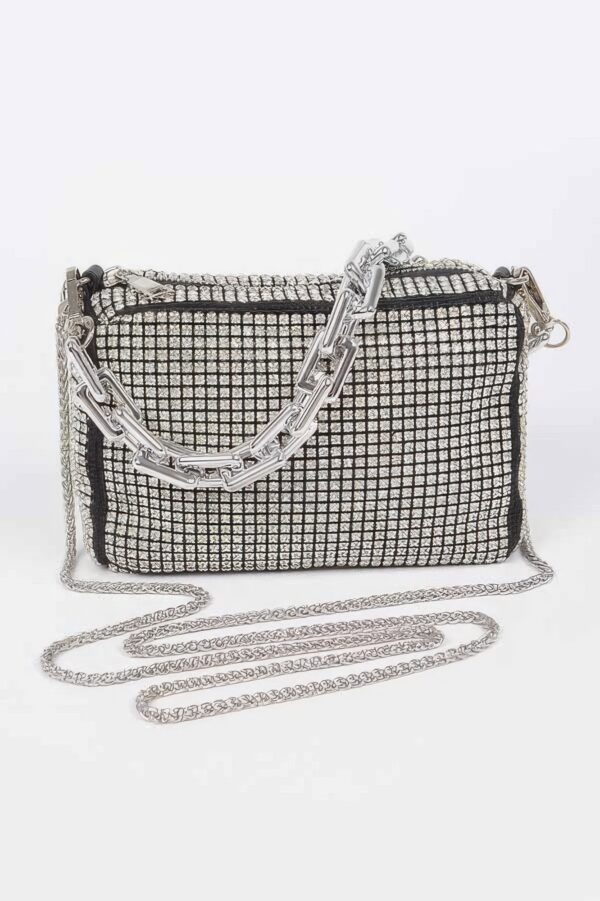 Oversized Rhinestone Bag with Link Chain Strap