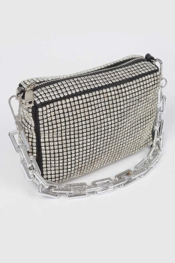 Oversized Rhinestone Bag with Link Chain Strap