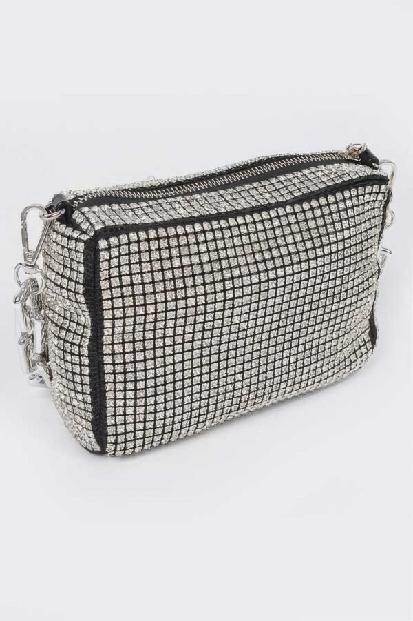 Oversized Rhinestone Bag with Link Chain Strap