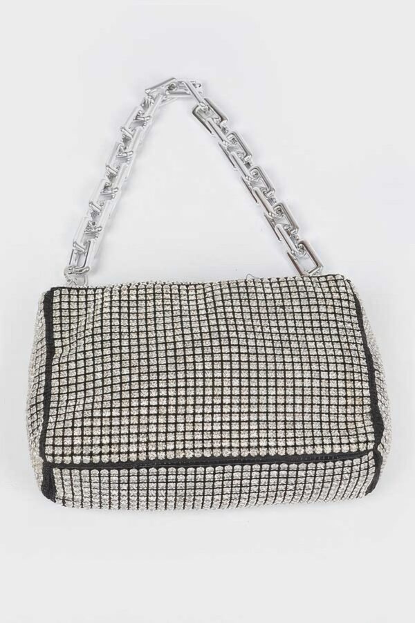 Oversized Rhinestone Bag with Link Chain Strap