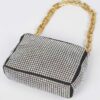 Oversized Rhinestone Bag with Link Chain Strap