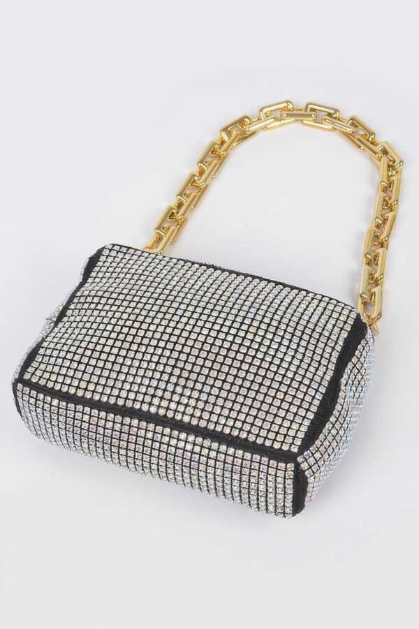 Oversized Rhinestone Bag with Link Chain Strap