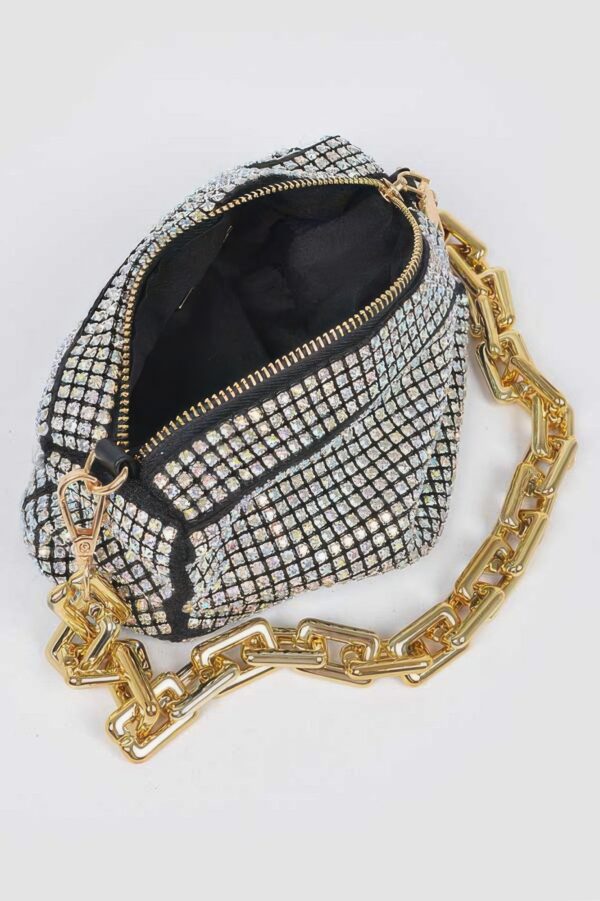 Oversized Rhinestone Bag with Link Chain Strap