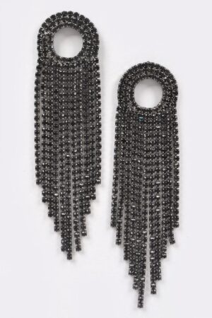 Rhinestone Fringe Drop Earrings – Cascading Strands