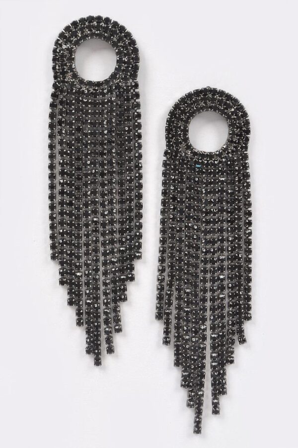 Rhinestone Fringe Drop Earrings – Cascading Strands