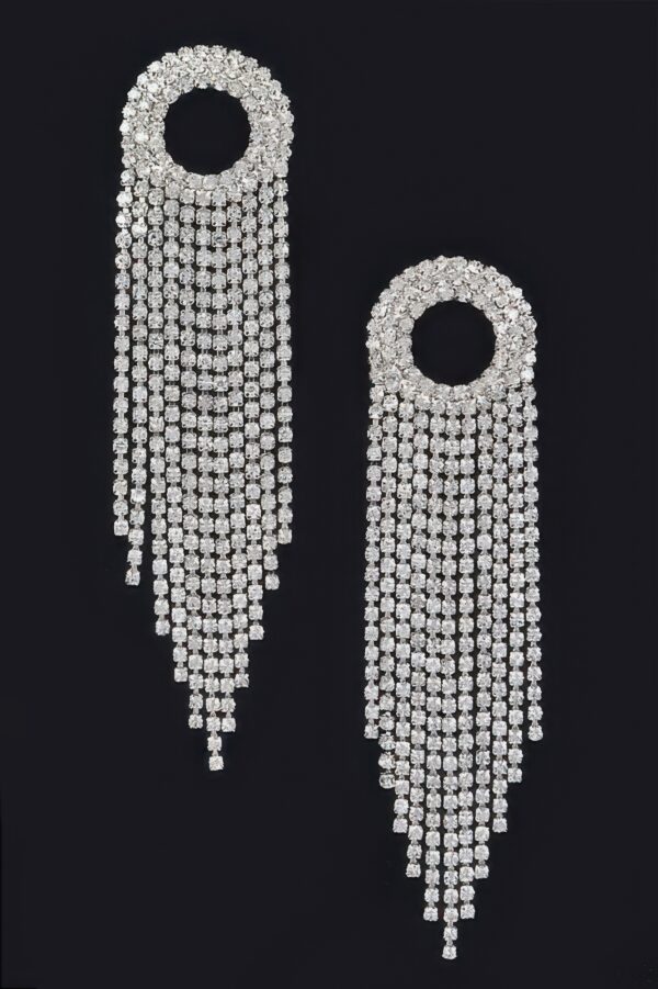 Rhinestone Fringe Drop Earrings – Cascading Strands
