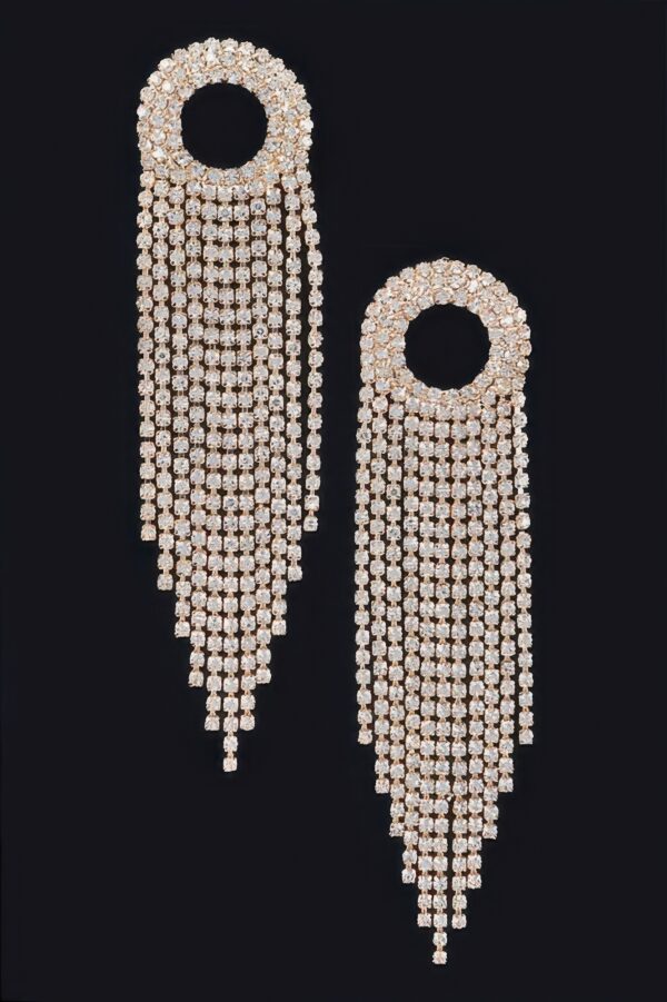Rhinestone Fringe Drop Earrings – Cascading Strands