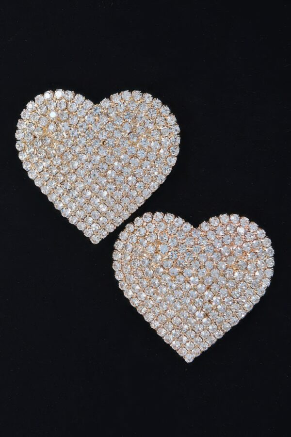 Rhinestone Heart Stud Earrings – Sparkling Heart Accent