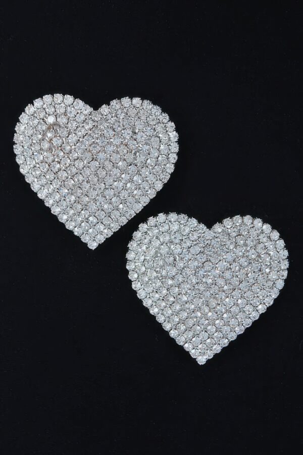 Rhinestone Heart Stud Earrings – Sparkling Heart Accent