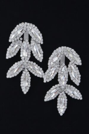 Rhinestone Leaf Drop Earrings – Sparkling Leaf Silhouette