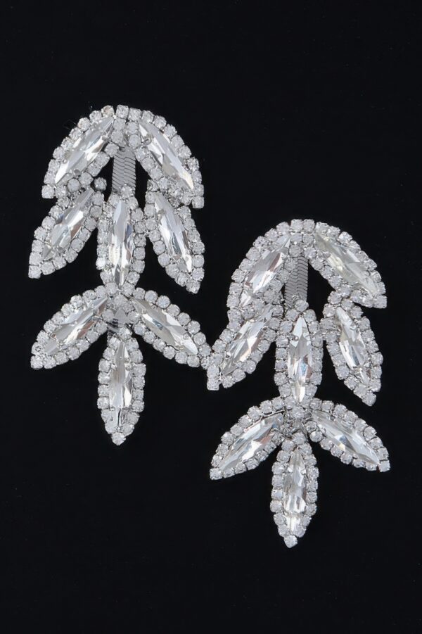 Rhinestone Leaf Drop Earrings – Sparkling Leaf Silhouette