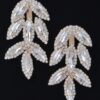 Rhinestone Leaf Drop Earrings – Sparkling Leaf Silhouette
