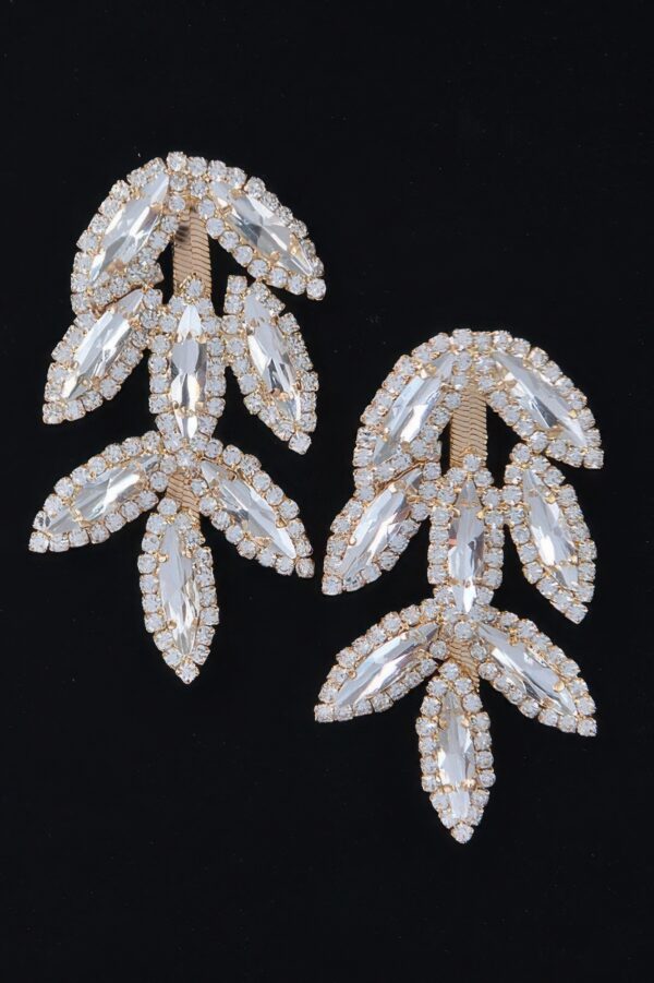 Rhinestone Leaf Drop Earrings – Sparkling Leaf Silhouette