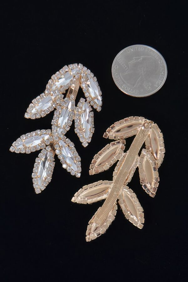 Rhinestone Leaf Drop Earrings – Sparkling Leaf Silhouette