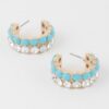 Double Jewel Stone Hoop Earrings – Compact Sparkle