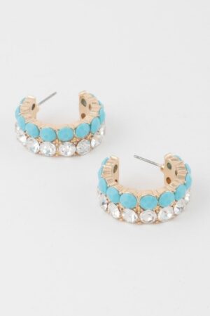 Double Jewel Stone Hoop Earrings – Compact Sparkle