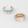Double Jewel Stone Hoop Earrings – Compact Sparkle
