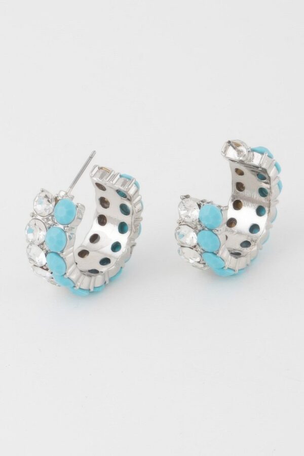 Double Jewel Stone Hoop Earrings – Compact Sparkle