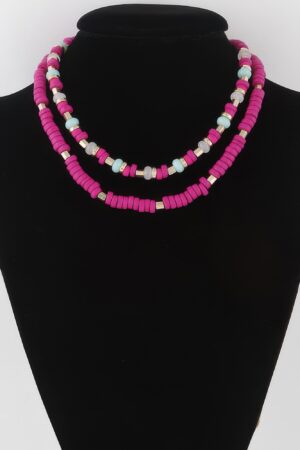 Layered Two-Tone Disk Necklace – 14-inch Short Chain