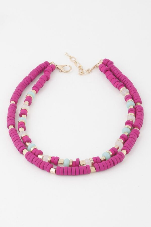 Layered Two-Tone Disk Necklace – 14-inch Short Chain