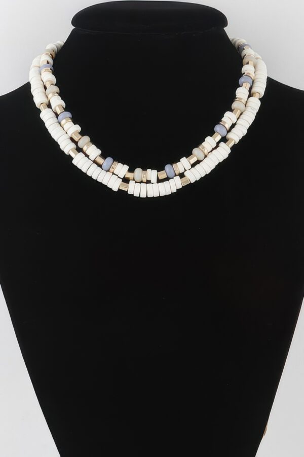 Layered Two-Tone Disk Necklace – 14-inch Short Chain