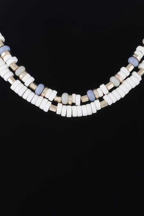 Layered Two-Tone Disk Necklace – 14-inch Short Chain