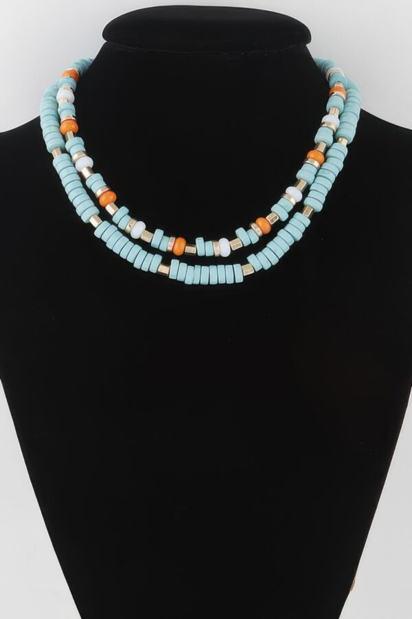 Layered Two-Tone Disk Necklace – 14-inch Short Chain