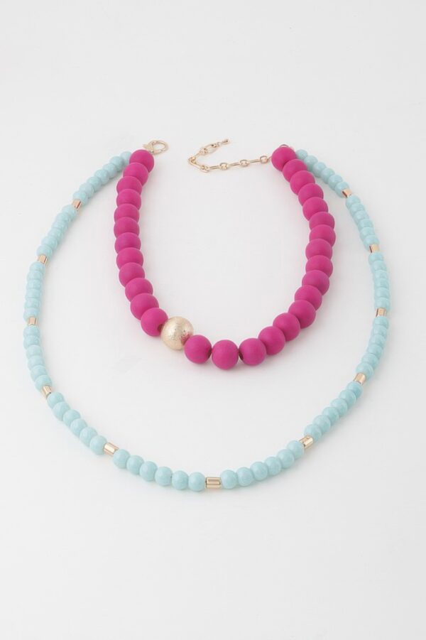 Two-Toned Beaded Long Necklace – Layered Silhouette