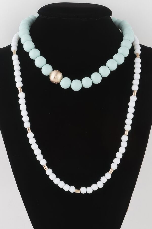 Two-Toned Beaded Long Necklace – Layered Silhouette