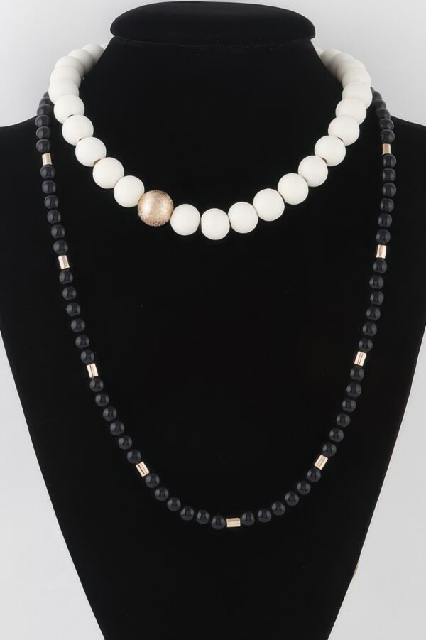 Two-Toned Beaded Long Necklace – Layered Silhouette