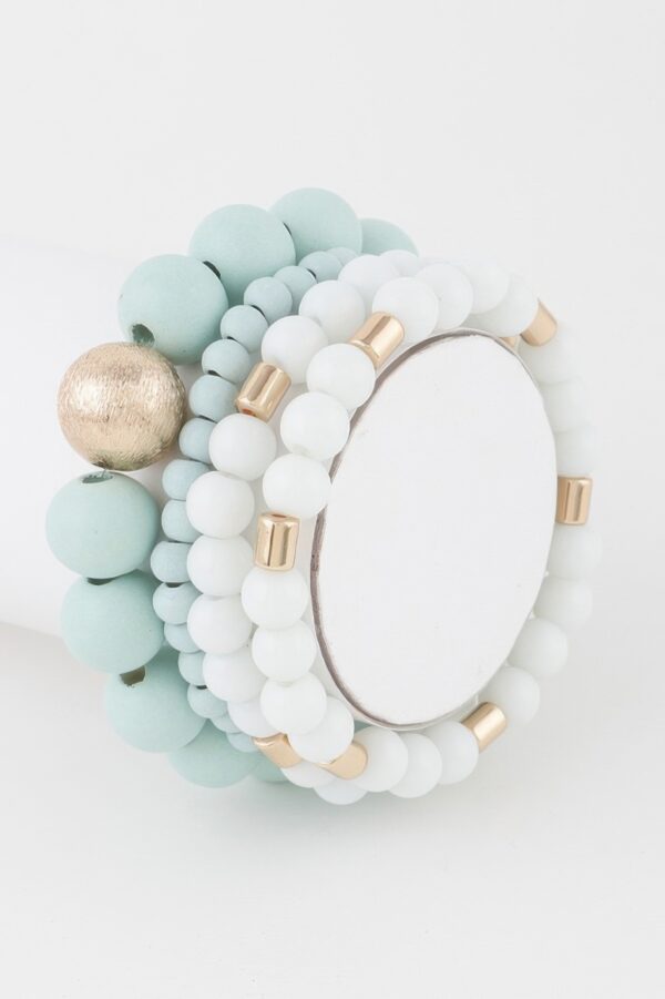 Two-Tone Multi Bead Stack Bracelet – Compact Circular Design