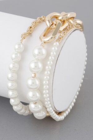 Multi Pearl Chain Bracelet – Layered Chain Detail