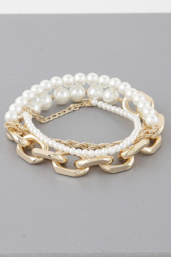 Multi Pearl Chain Bracelet – Layered Chain Detail