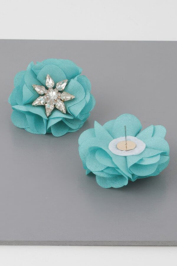Jeweled Flower Stud Earrings – Statement Floral Cluster