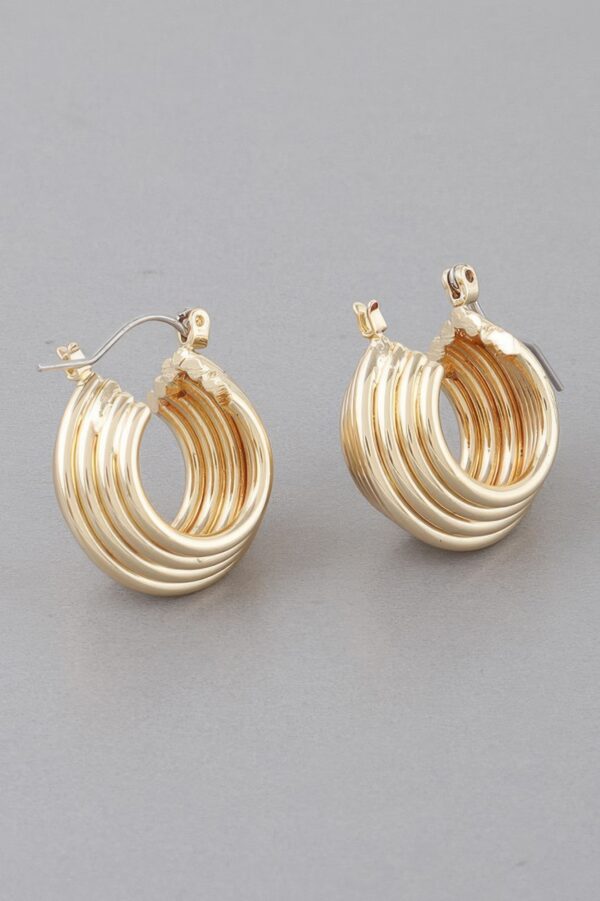 Multi-Tube Layered Hoop Earrings – 0.8in Sculpted Hoops