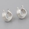 Multi-Tube Layered Hoop Earrings – 0.8in Sculpted Hoops