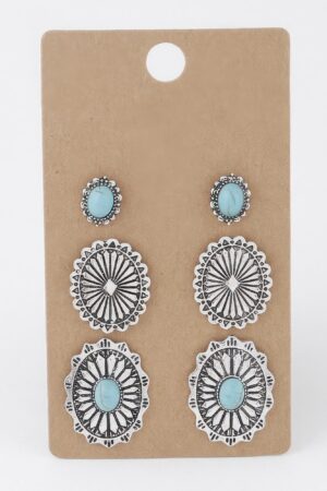 Multi Antique Stone Earring Set – Vintage-Inspired