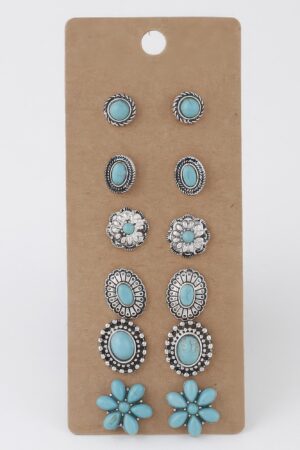 Antique Floral Stud Earring Set – Vintage-Inspired