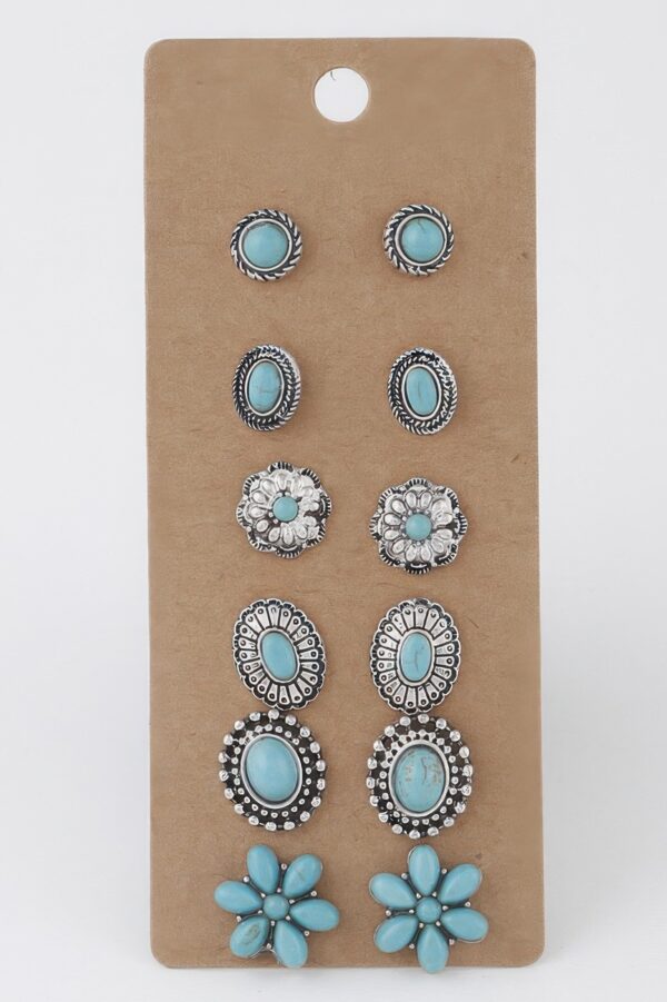 Antique Floral Stud Earring Set – Vintage-Inspired