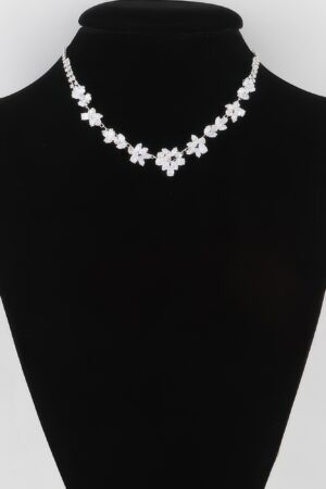 Crystal Flower Charm Necklace – Short Pendant