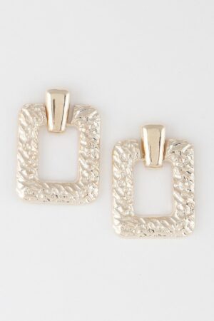Hammered Frame Cut Earrings – Open Frame Detail