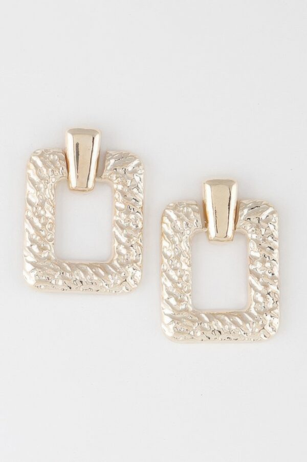 Hammered Frame Cut Earrings – Open Frame Detail