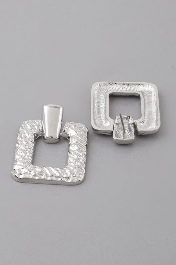 Hammered Frame Cut Earrings – Open Frame Detail