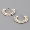 Rhinestone Lined Hoop Earrings – 1 x 1 in