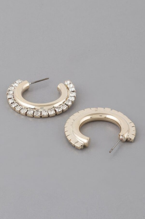 Rhinestone Lined Hoop Earrings – 1 x 1 in