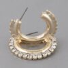 Rhinestone Lined Hoop Earrings – 1 x 1 in