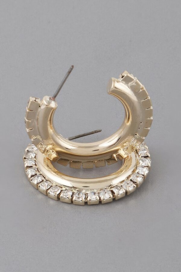 Rhinestone Lined Hoop Earrings – 1 x 1 in