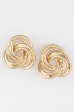 Triple-Lined Knot Stud Earrings – Layered Texture