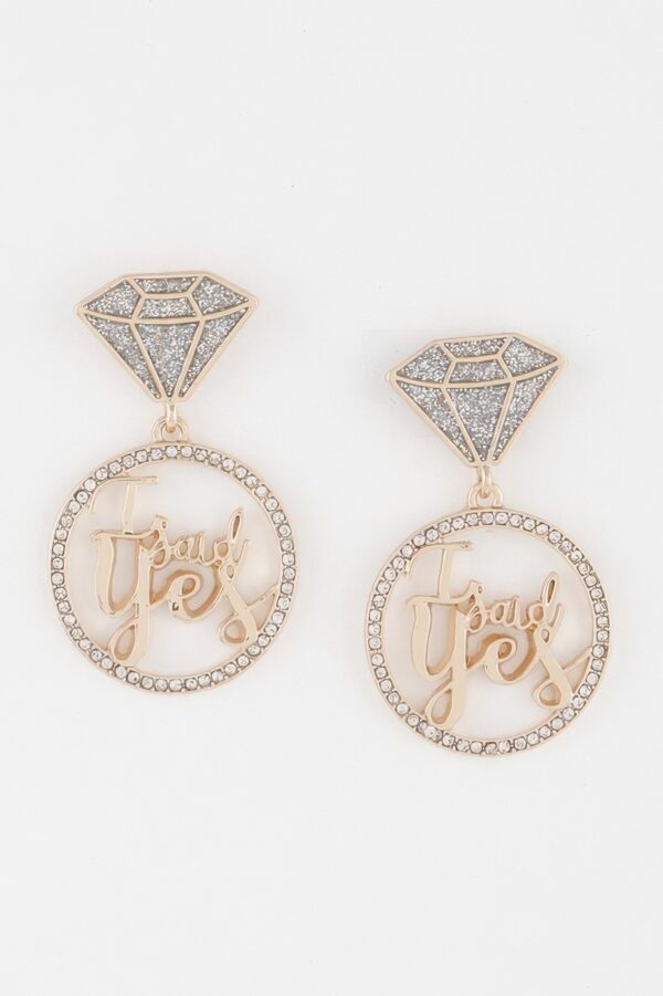 I Said Yes Rhinestone Drop Earrings – Bridal Sparkle