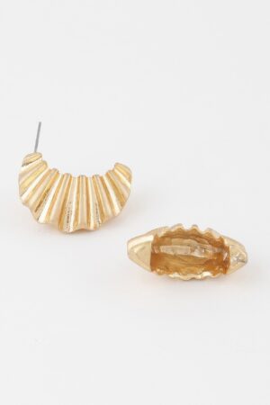 Crinkle-Textured Crescent Stud Earrings